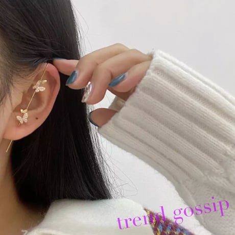【B即納】イヤーフックスティックバタフライピアス/アクセサリー/2種展開/2021SS