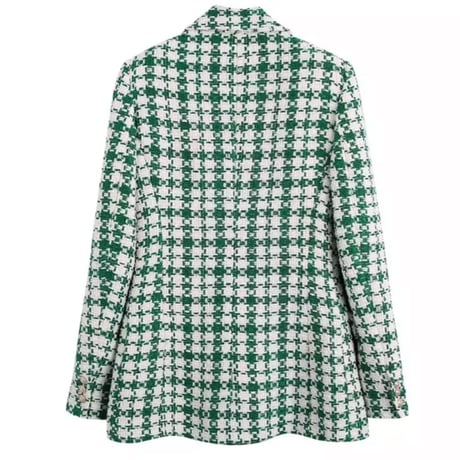 グリーン×ホワイトツイードジャケット/セットアップ/XS〜L/2022SS