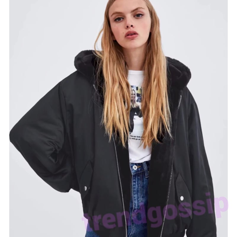 リバーシブルフェイクファーボンバージャケット/アウター/2色展開