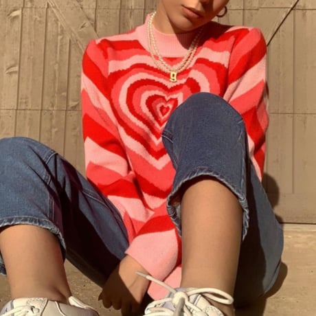 海外ガールハートデザインニット/4色展開/S.M.L/2021 AW
