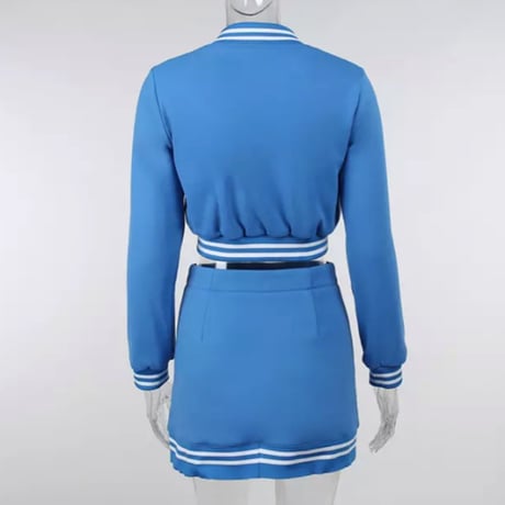 ホワイトラインクロップドスタジャン&スカートセットアップ/3色展開/S.M.L/2021AW
