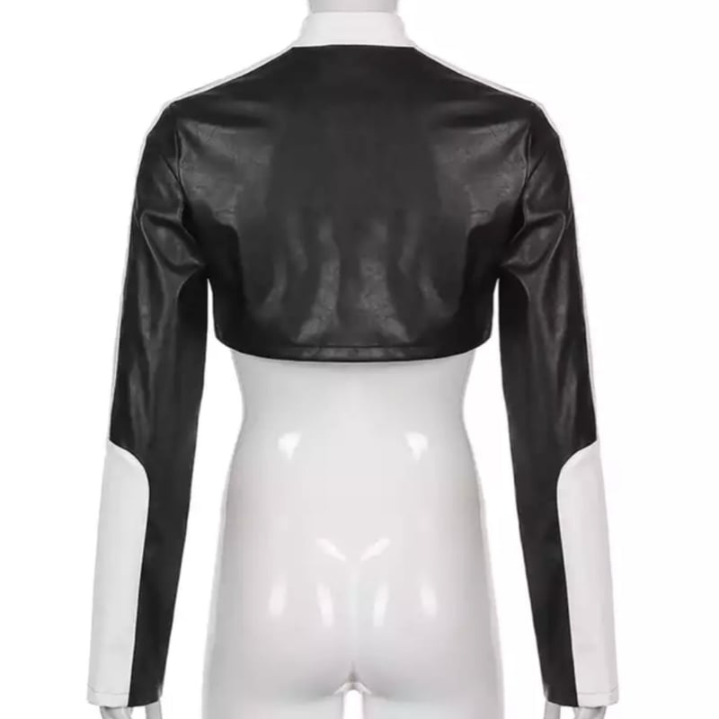 完売品 rokh ×  レザークロップドジャケット S black1.jpg