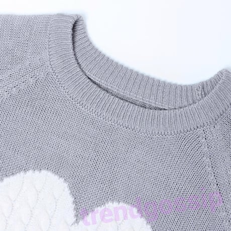 フロントハートケーブルニット/4色展開/S～XL