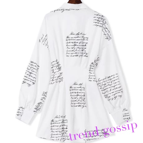 【即納☆送料無料】メッセージロゴウエストシャーリングシャツワンピース/S～XL/2020SS