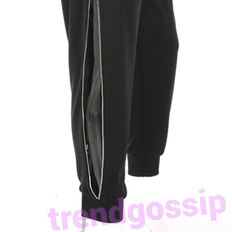 サイドジッパーブラックスウェット/S～XL