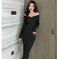 美ラインオフショルマキシリブニットワンピース/4色展開/ワンサイズ/2022SS