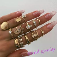 【送料無料】カトリックモチーフゴールドリングセット/15piece/クロス/指輪/アクセサリー/2020SS