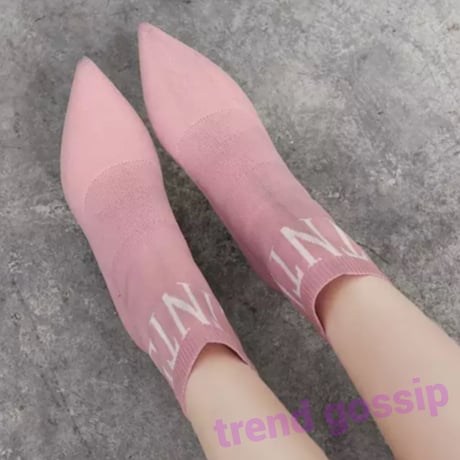 ホワイトロゴニットショートブーツ/2色展開/22.5～26cm/2019AW