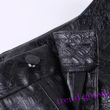 【Black M即納】ハイウエストクロコフェイクレザースキニー/2色展開/XS～L/2020SS