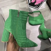 パイルデザインチャンキーヒールショートブーツ/4色展開/22.5〜26cm/2023SS