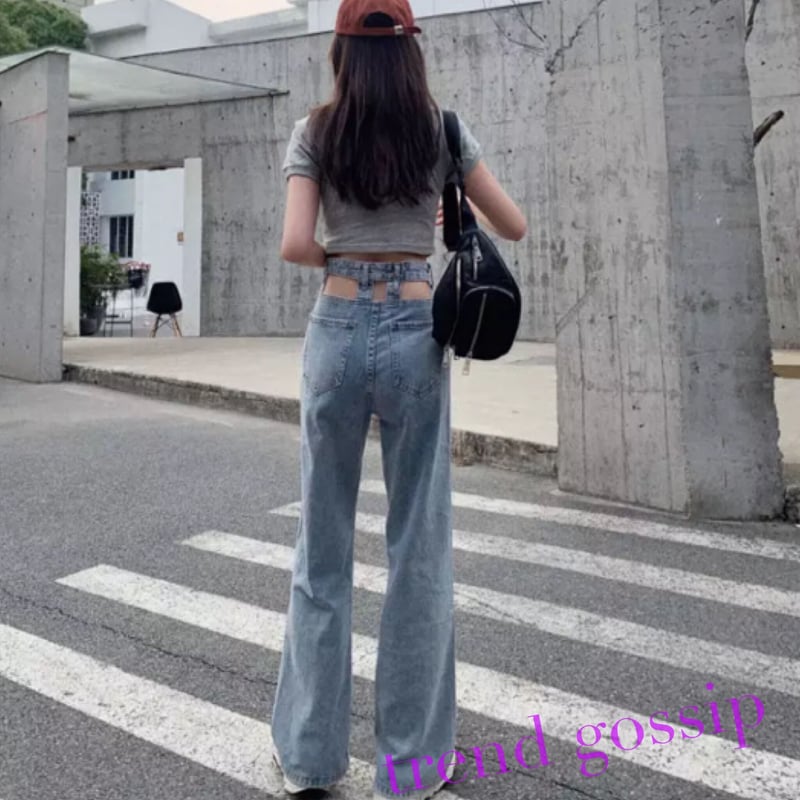 ウエストカットアウトルーズデニム/ジーンズ/S～XL | trendgossip