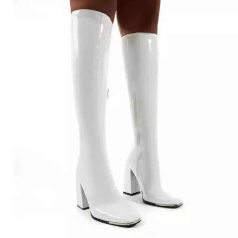 スクエアトゥエナメルロングブーツ/5色展開/22.5〜26.5cm/2021AW | tren