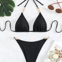 【送料無料】ポイントコイン付きストラップブラックビキニ/水着/S.M.L/2023SS