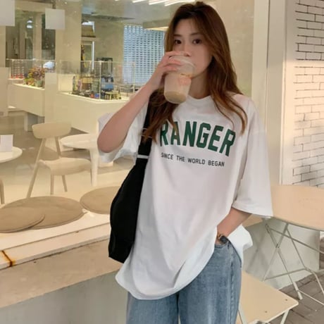 RANGARグリーンロゴオーバーサイズTシャツ/3色展開/S.M.L/2023SS