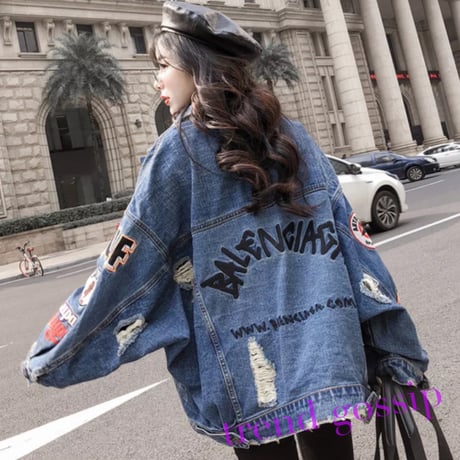 アメカジワッペンスリーブオーバーデニムジャケット/S～XL/2020SS