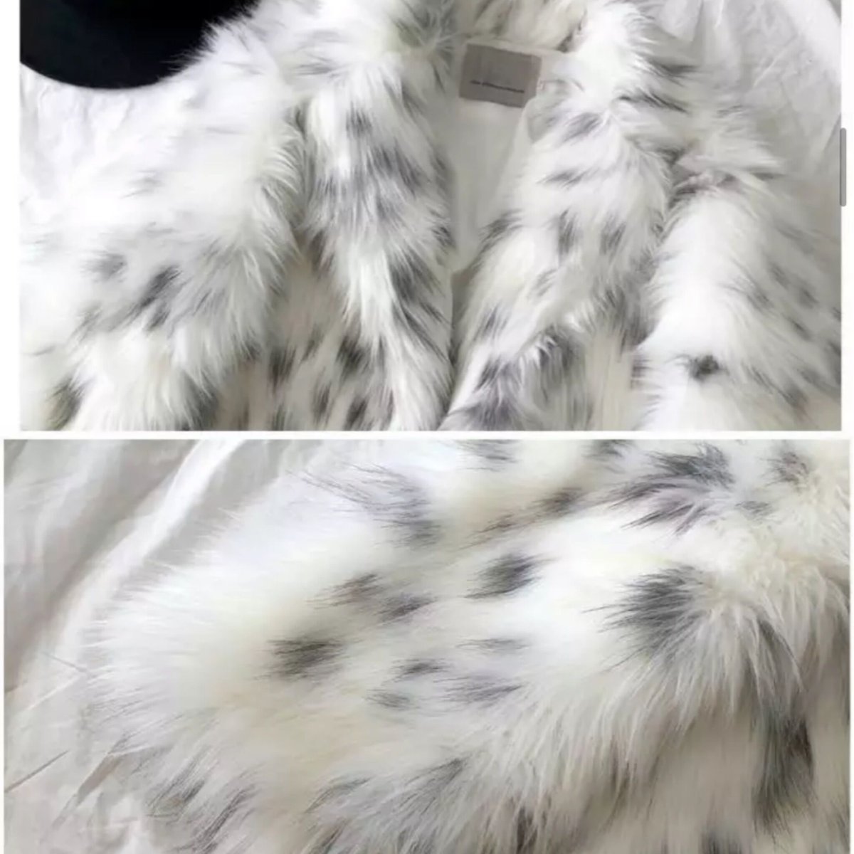 ダルメシアンホワイトボリュームファーコート/アウター/S.M.L