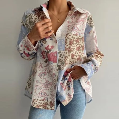 4タイプレトロパターンシャツ/4色展開/S〜XL/2023SS