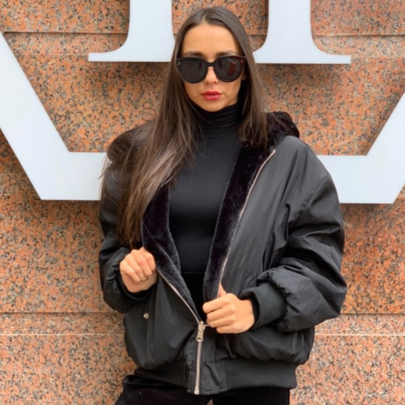 リバーシブルフェイクファーボンバージャケット/アウター/2色展開