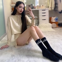 【Beige L即納】ハイネックジッパークロップドカラースポーティーセットアップ/4色展開/S～XXL/2020AW