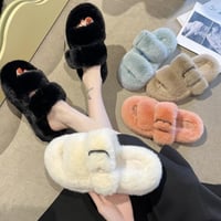 ダブルベルト厚底ファーサンダル/靴/4色展開/23～25cm/2020AW