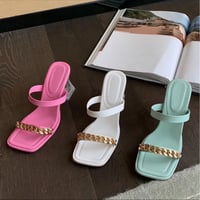 ワンラインチェーンスクエアトゥクリアサンダル/3色展開/22.5〜24.5cm/2023SS