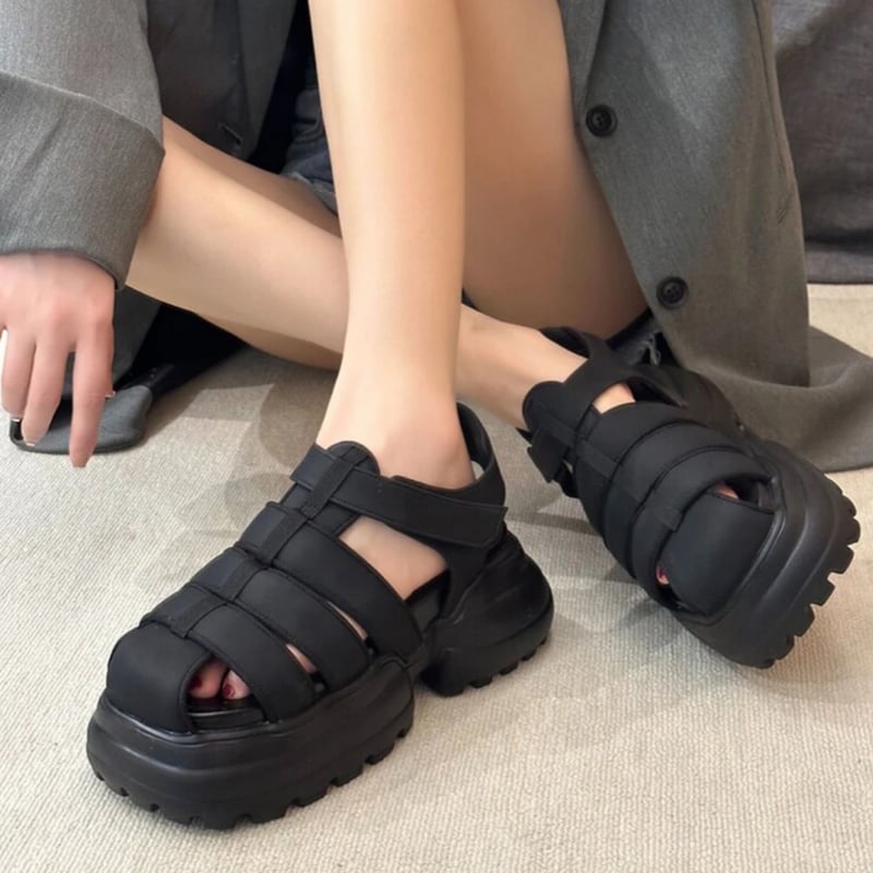 厚底ブラックグルカサンダル/靴/22.5〜26cm/2023SS | trendgossip