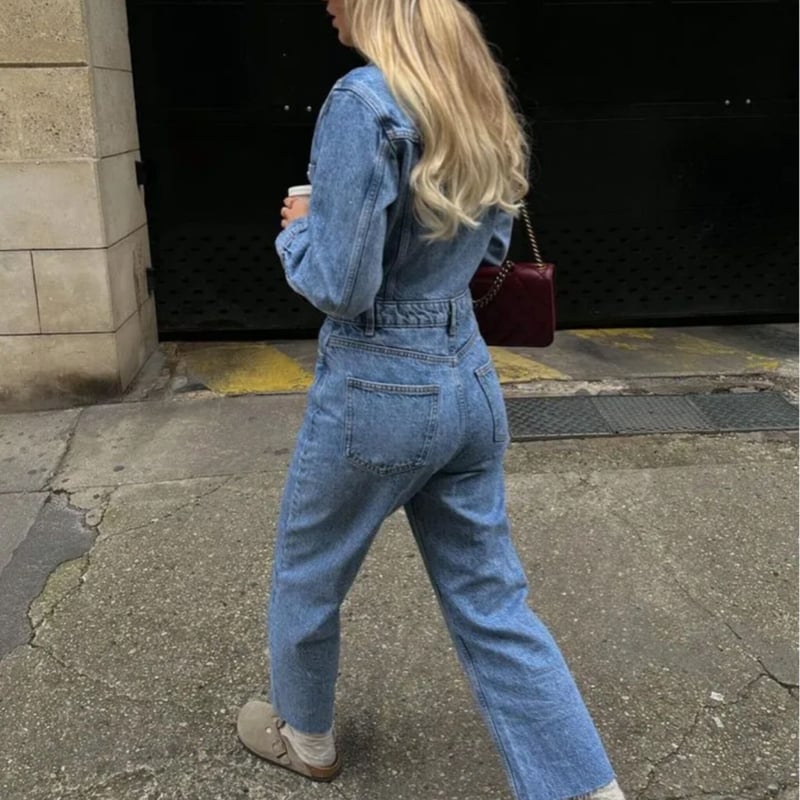 カットオフデニムタイトジャンプスーツ/XS〜L/2023SS | trendgossip