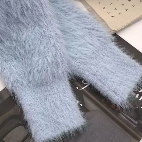 【Pink即納】モヘアファーカーディガン＆キャミアンサンブル/4色展開/ワンサイズ/2023AW
