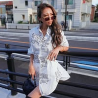 【即納☆送料無料】メッセージロゴウエストシャーリングシャツワンピース/S～XL/2020SS