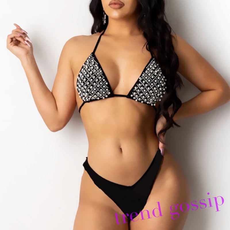 パールブラックブラジリアンビキニ/水着/S.M.L/2021SS | trendgossip
