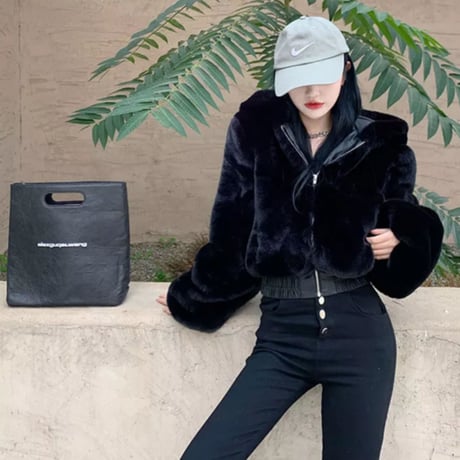 バルーンスリーブファークロップドパーカー/2色展開/S.M.L/2021AW