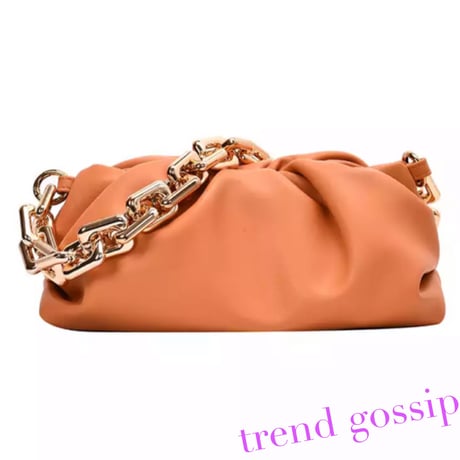 ゴールドチェーンくしゅくしゅショルダーバッグ/鞄/Bag/6色展開/2020SS