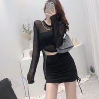 バックロングメッシュトップス/3色展開/ワンサイズ/2023SS