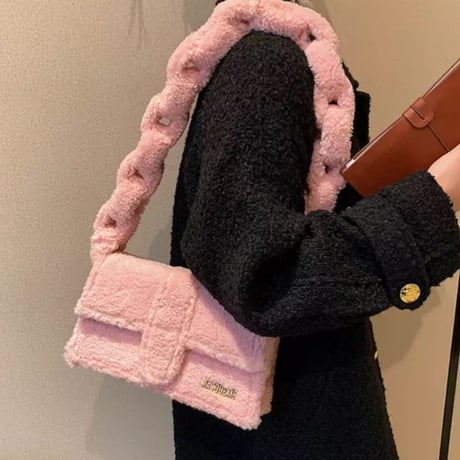 ボアファーチェーンデザインストラップショルダーバッグ/鞄/5色展開/2022AW