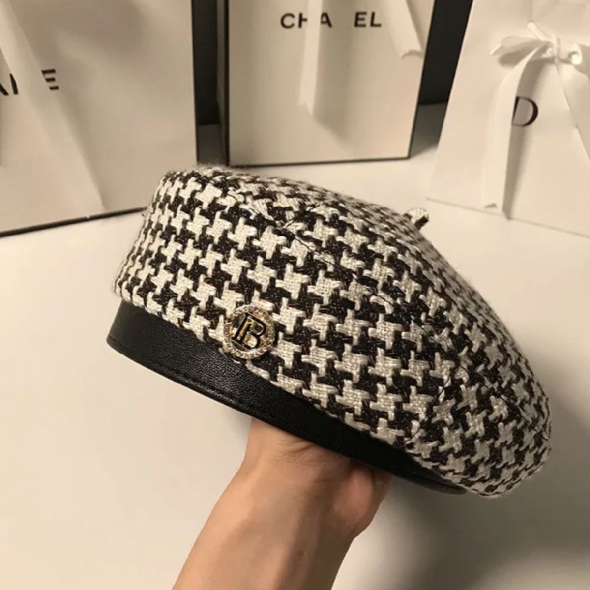 pium ベレー帽 千鳥柄 千鳥柄リボンベレー – pium