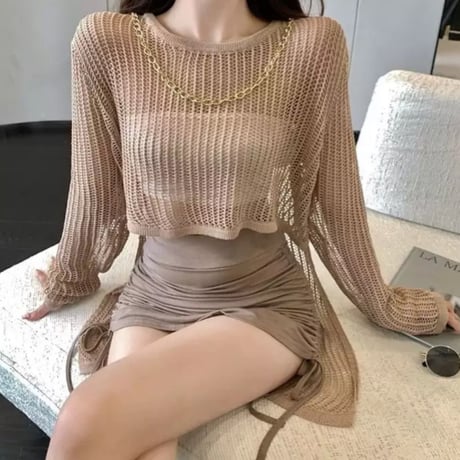バックロングメッシュトップス/3色展開/ワンサイズ/2023SS