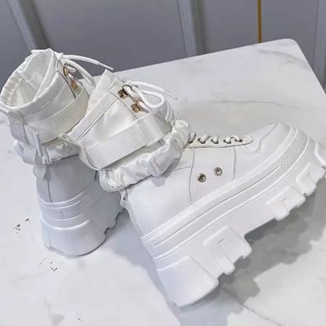 ダブルストラップスポーティー厚底ブーツ/スニーカー/3色展開/22.5〜24.5cm/2022SS