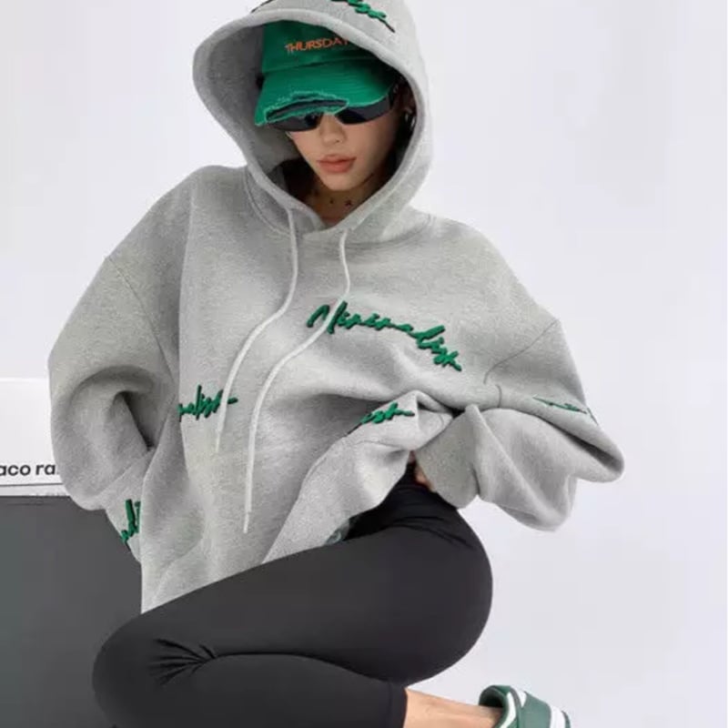 【新品未使用】GReeeeN グリーンボーイズ　ショートパーカー　グレー　F グリーンメッセージロゴグレーパーカー/フーディー/M〜XXL
