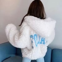FOLIAGEブルー刺繍ボリュームホワイトファーパーカー/ワンサイズ/2022AW
