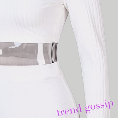 ロングスリーブリブスカートセットアップ/5色展開/S～XL/2020SS