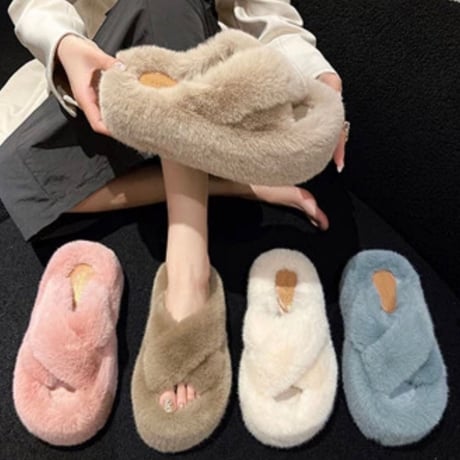 ふわふわクロスファーボリューム厚底サンダル/6色展開/S〜LL/2023AW