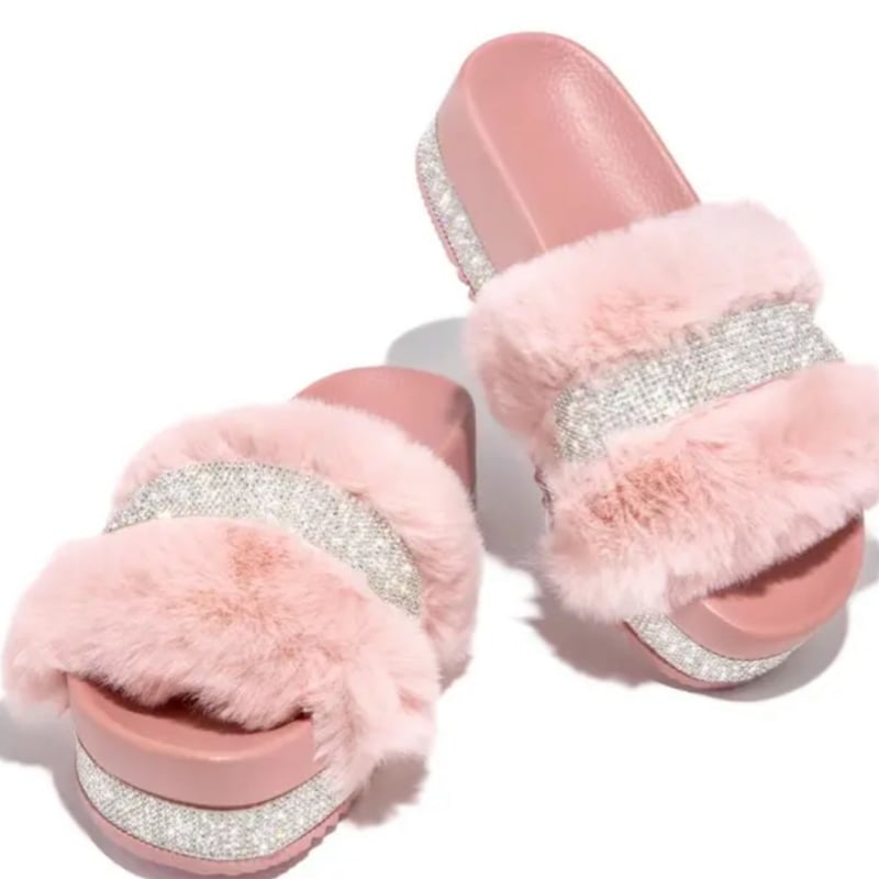 ラインストーンベルト厚底ファーサンダル/3色展開/22.5～26cm/2020 AW