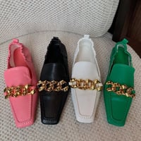 チェーン付きフェイクレザーカラーローファー/靴/4色展開/22.5〜24.5cm/2022SS