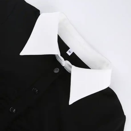 ホワイトカフスギャザーシャツタイトワンピース/S.M.L/2022AW