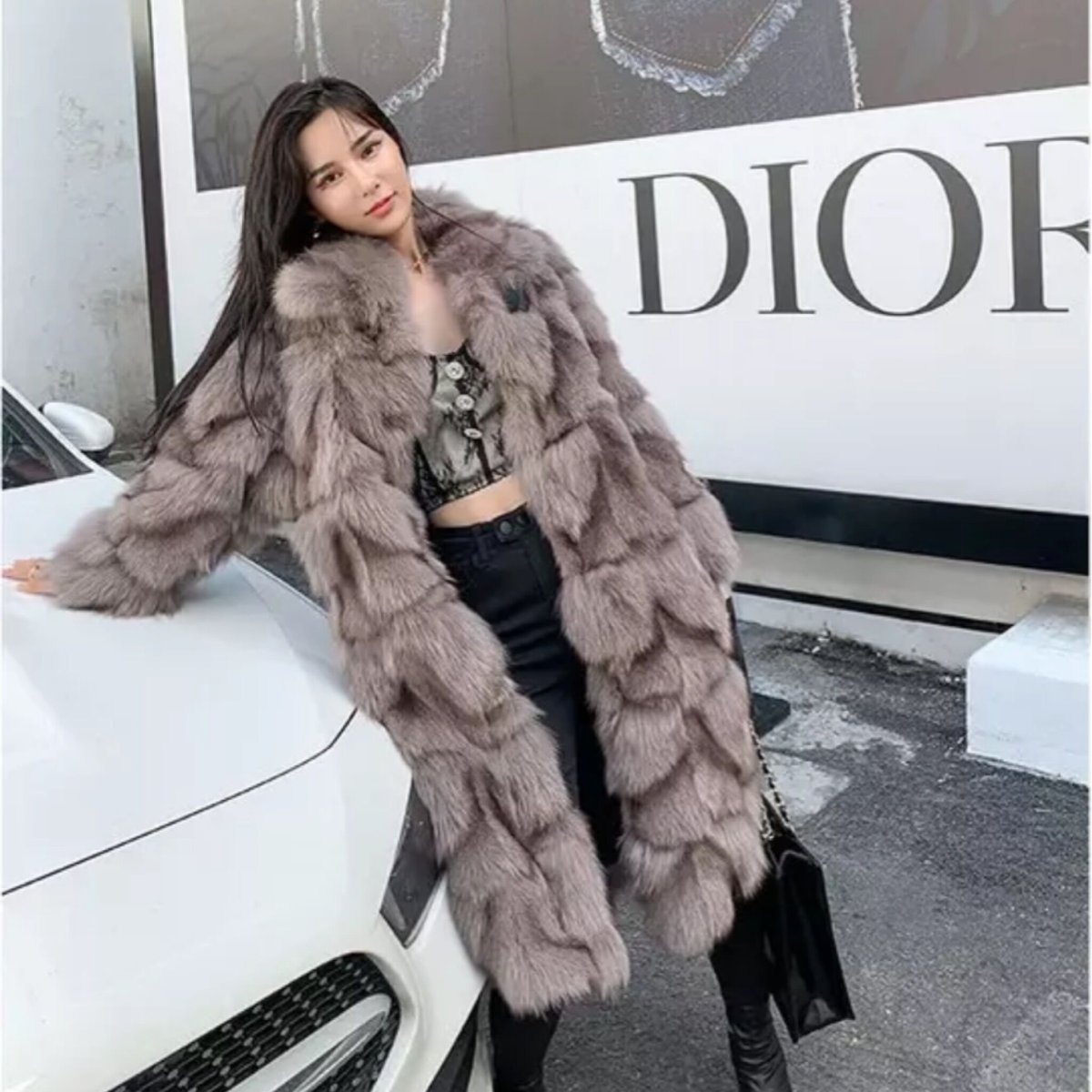 ゴージャスパッチワークファーロングコート/2色展開/XS〜 XL/2022AW