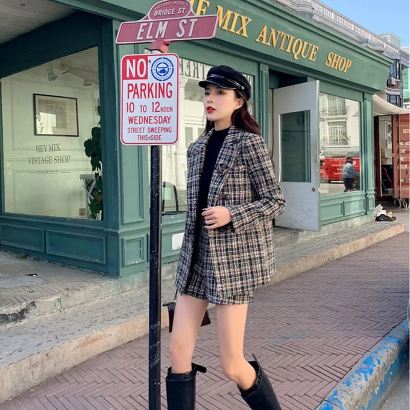 GREED♡ミックスツイードセットアップ LouLoumei】異素材ミックスツイードセットアップ | ファッション通販