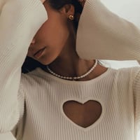 ハートカットロングスリーブリブニット/3色展開/S.M.L/2023AW