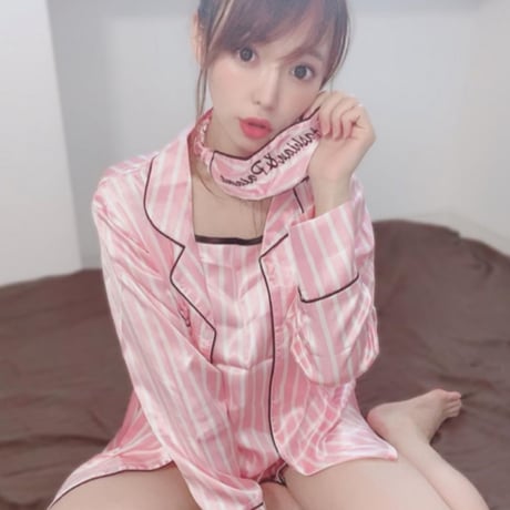 ピンクストライプサテン7ピースセットルームウェア/パジャマ/部屋着/M.L.XL/2020SS