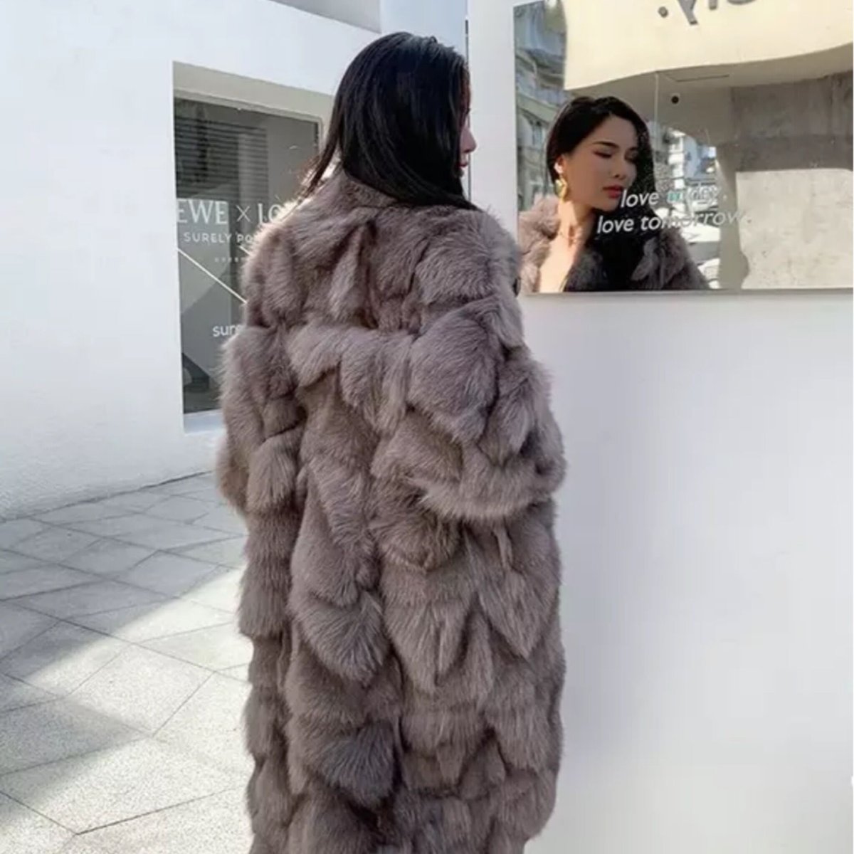 ゴージャスパッチワークファーロングコート/2色展開/XS〜 XL/2022AW