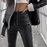 レースアップエコレザースキニー/フェイクレザー/XS〜L/2021SS